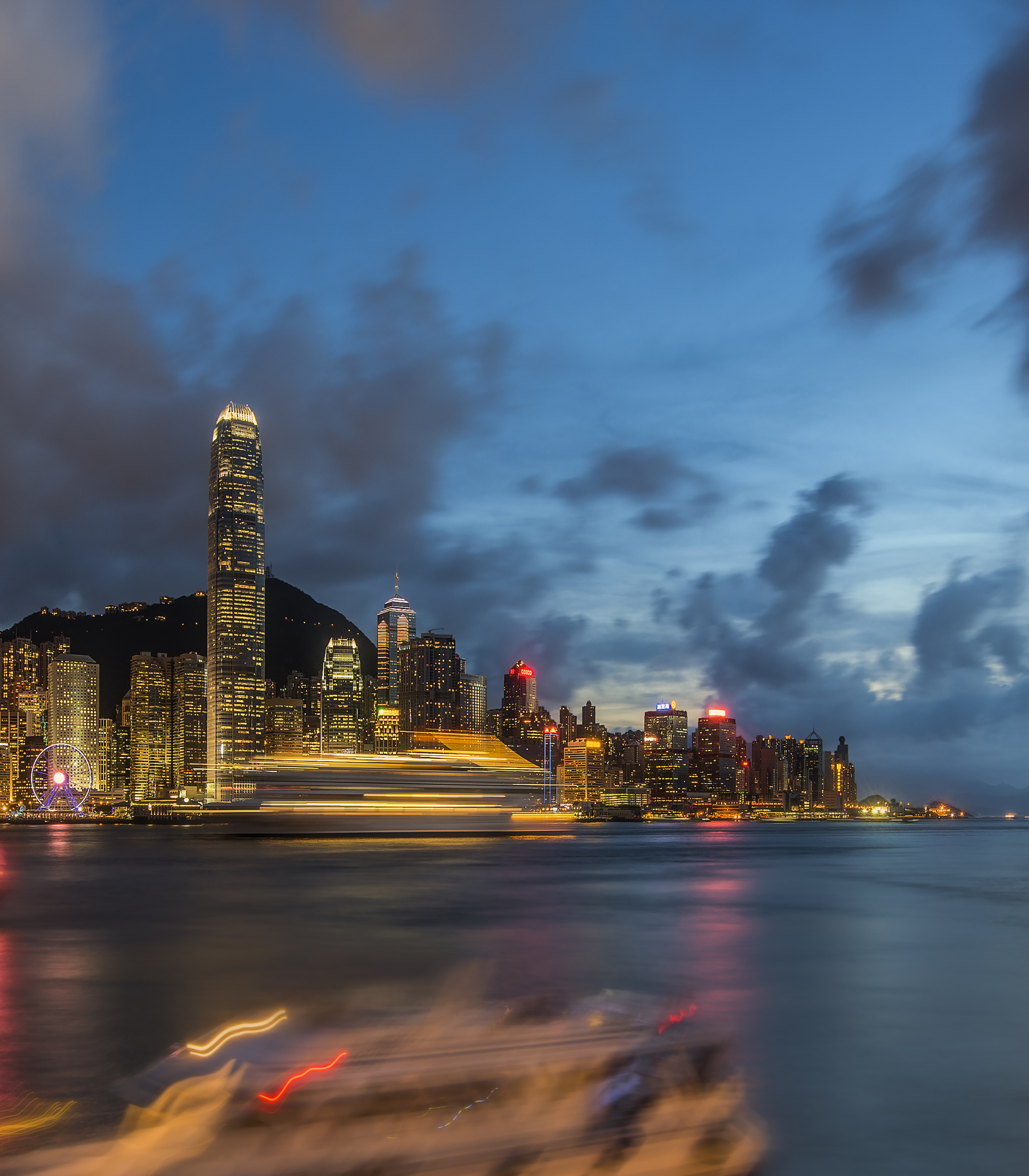 香港维多利亚港夜景素材