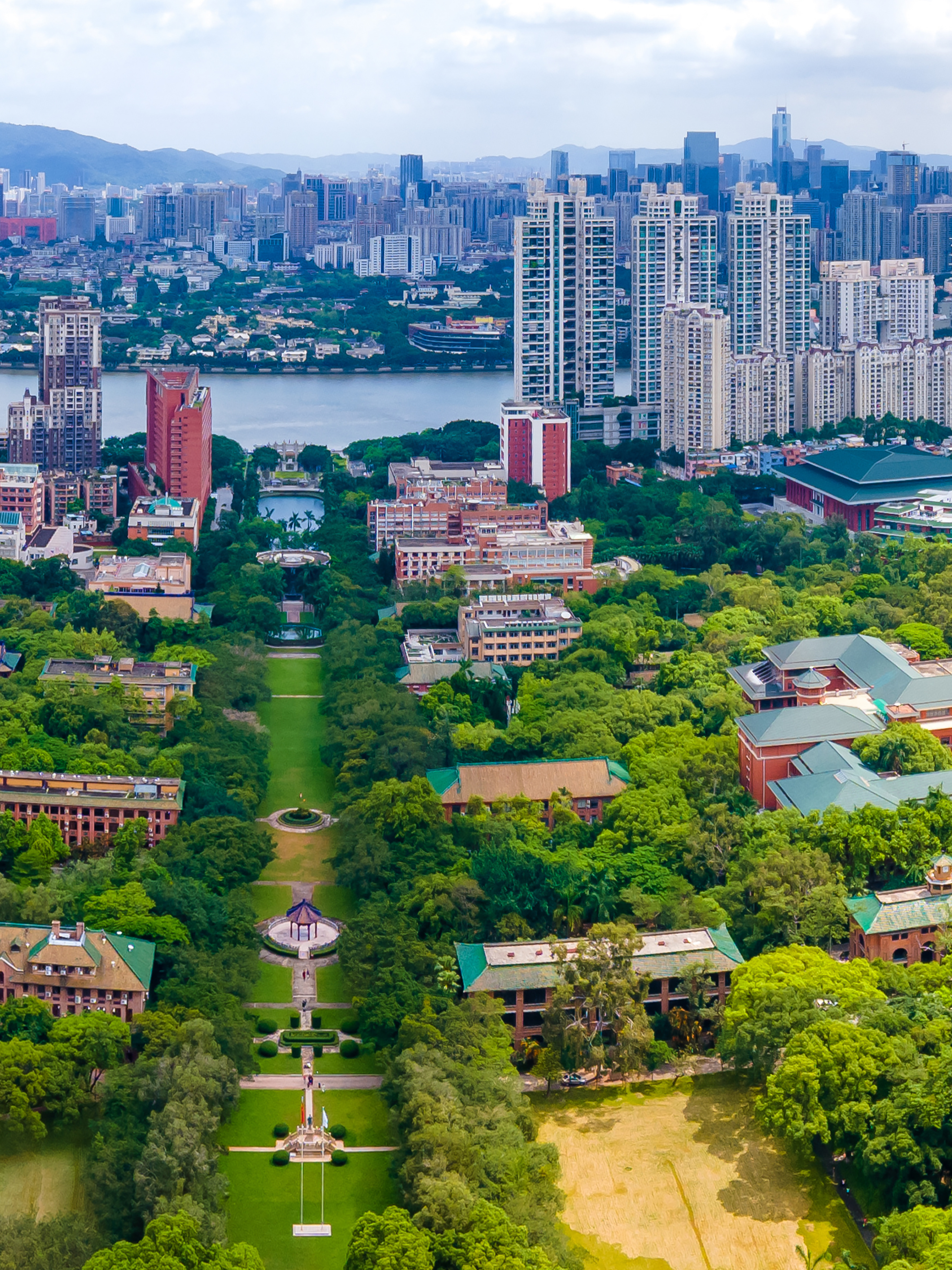 航拍全景中山大学南校区广州市素材