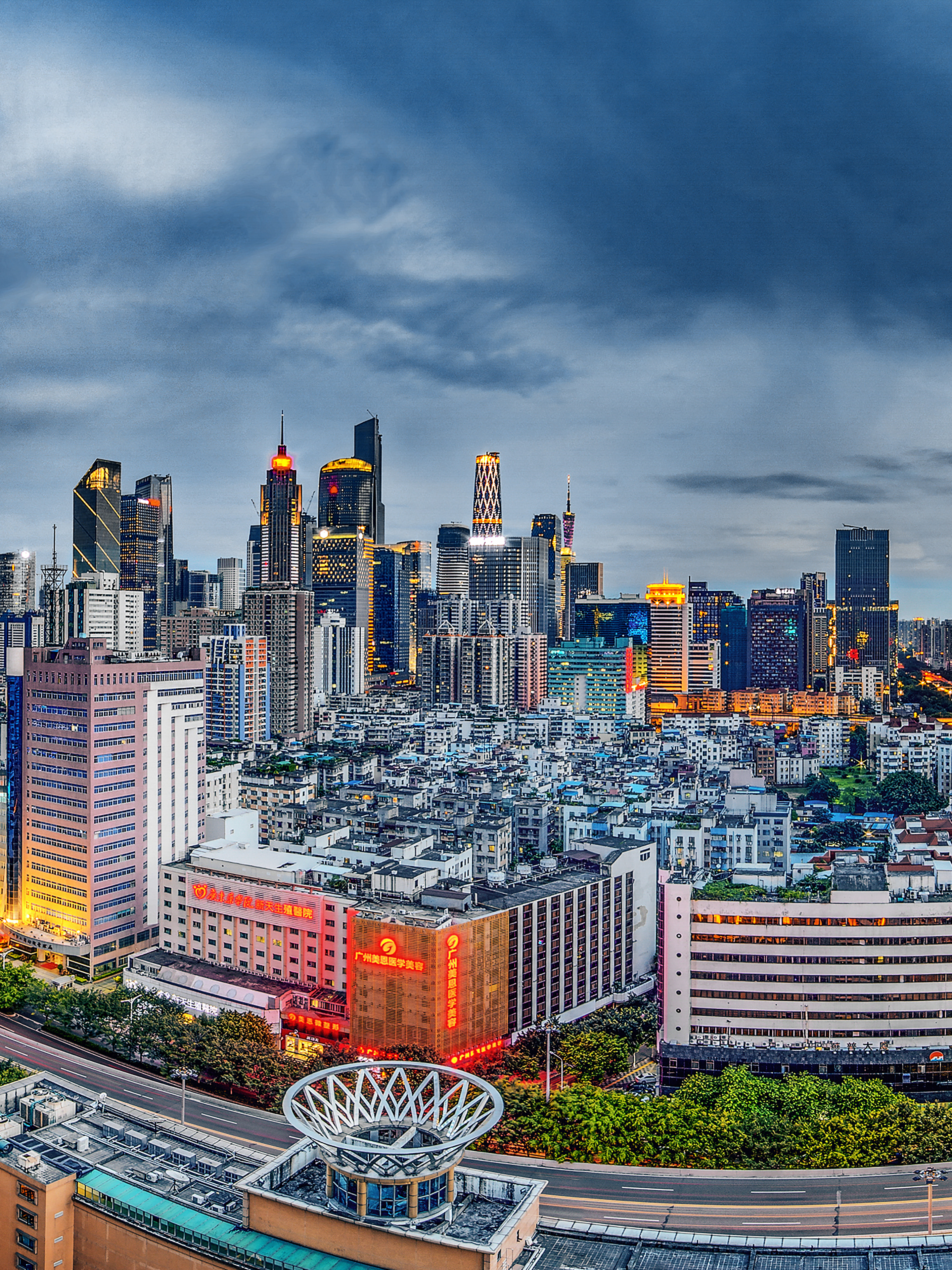 广州城市夜景风光素材