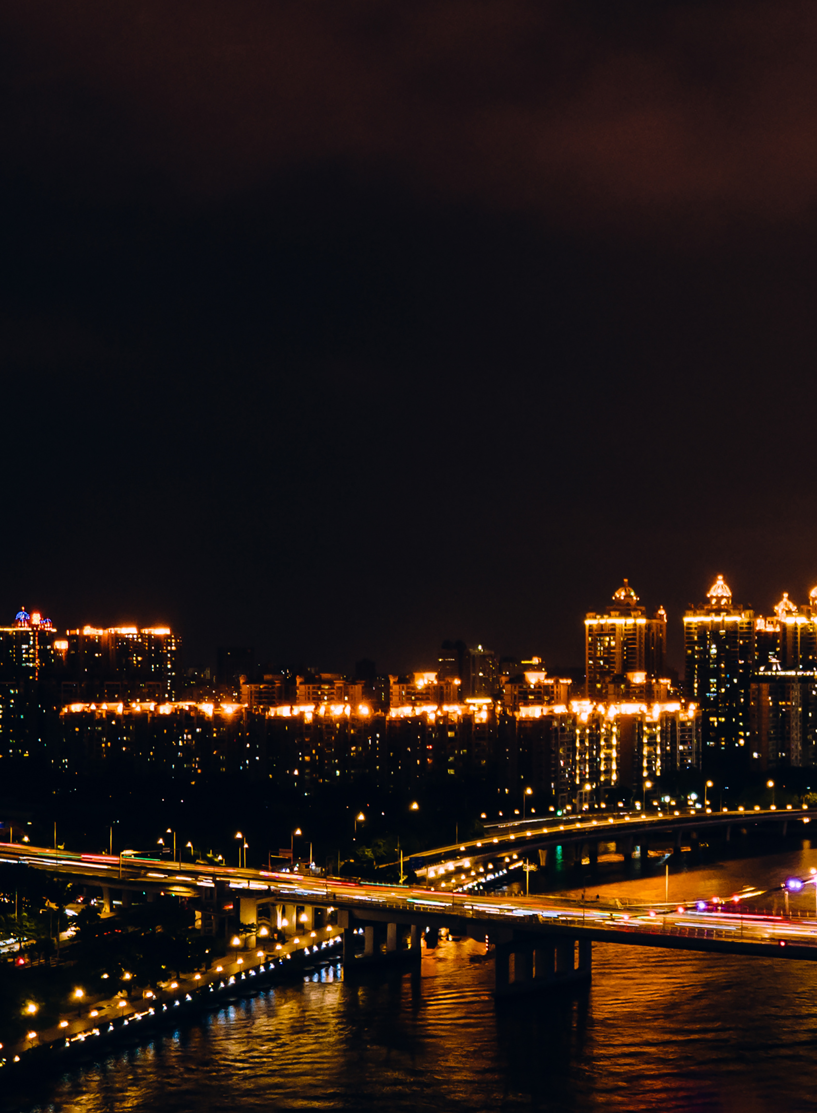 全景航拍广州夜景猎德大桥城市建筑灯火素材