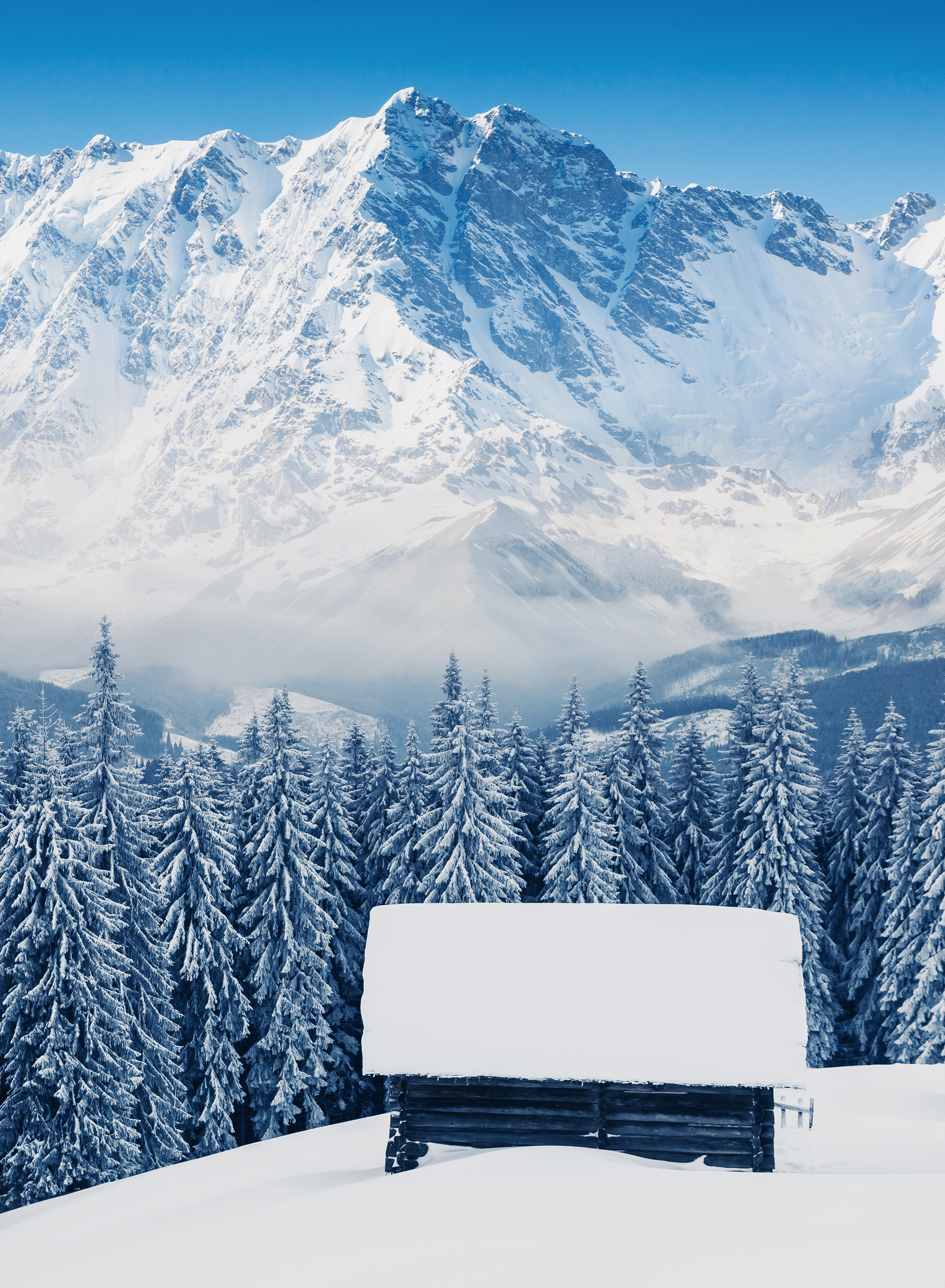 冬天雪景风景画图片素材素材