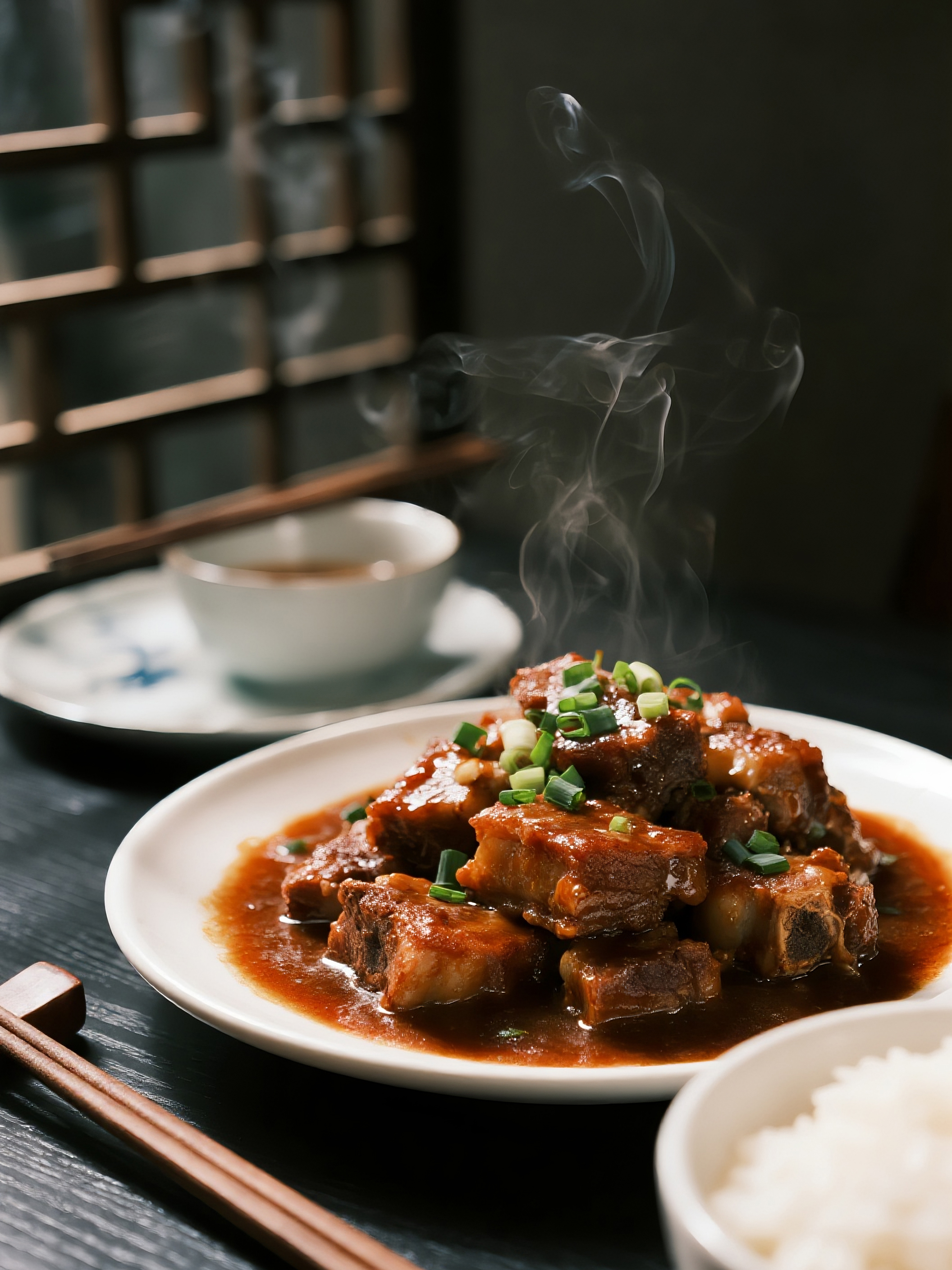红烧排骨配米饭图片素材