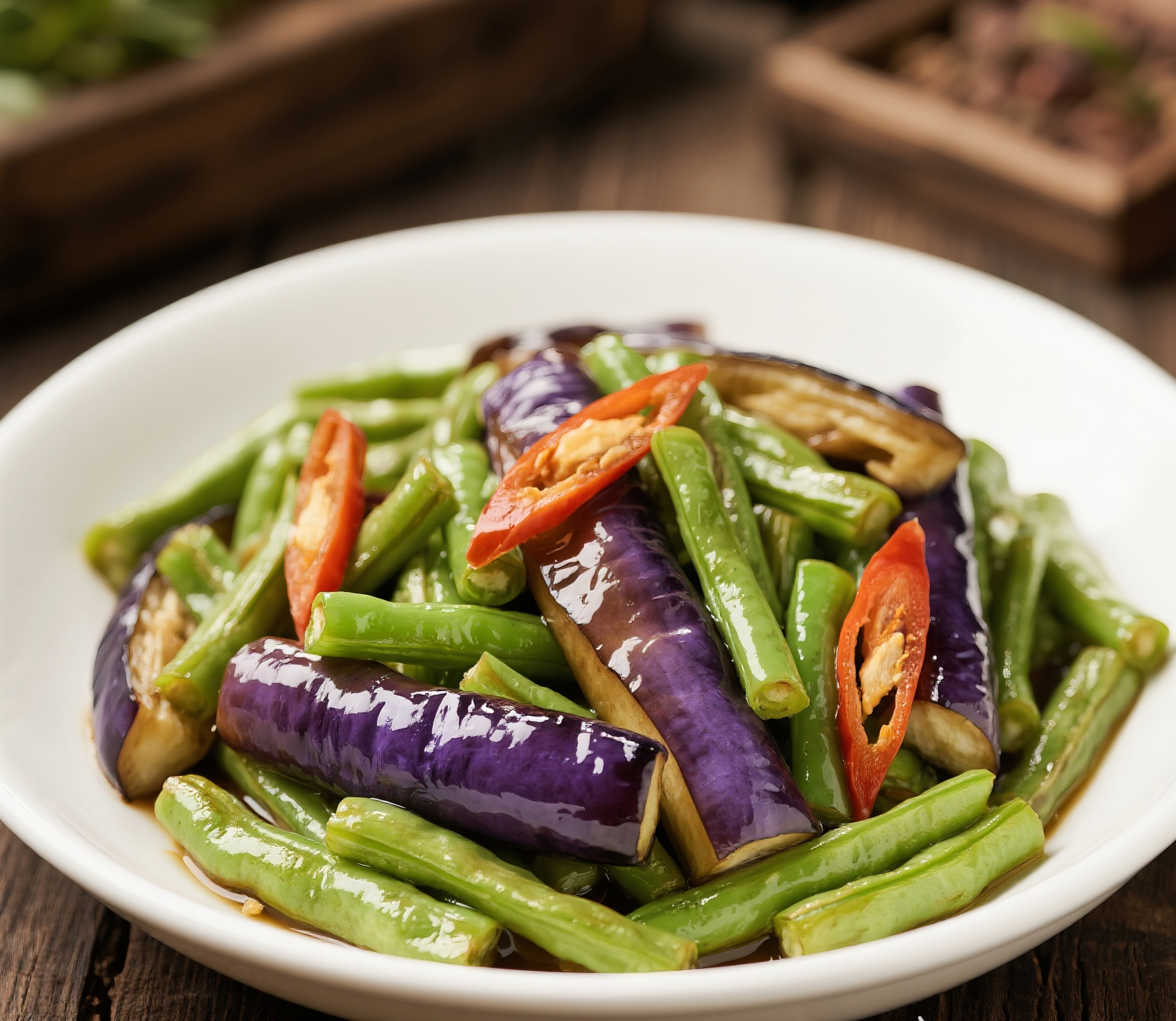 茄子豆角美食摄影图片素材