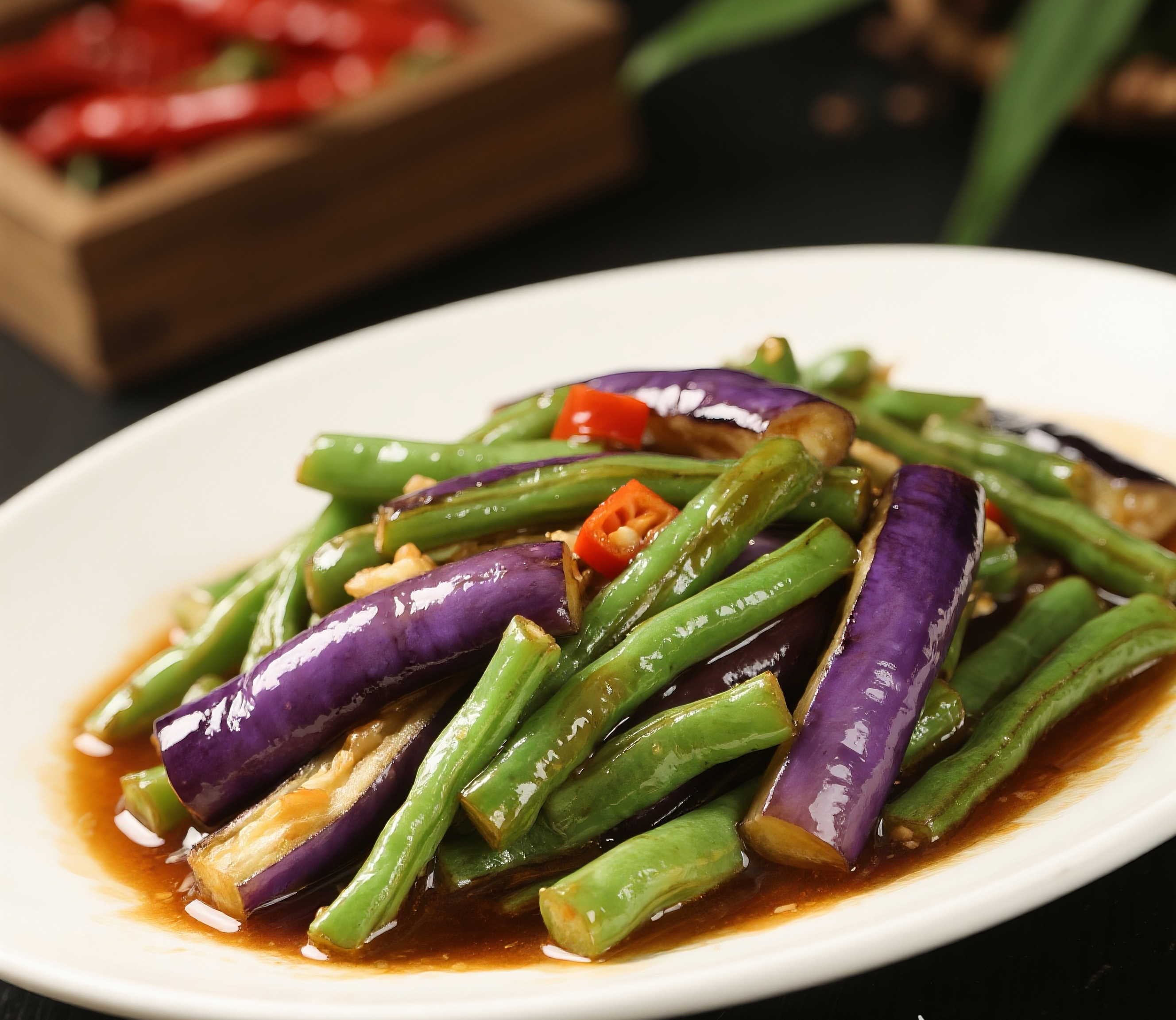 茄子豆角美食摄影图片素材