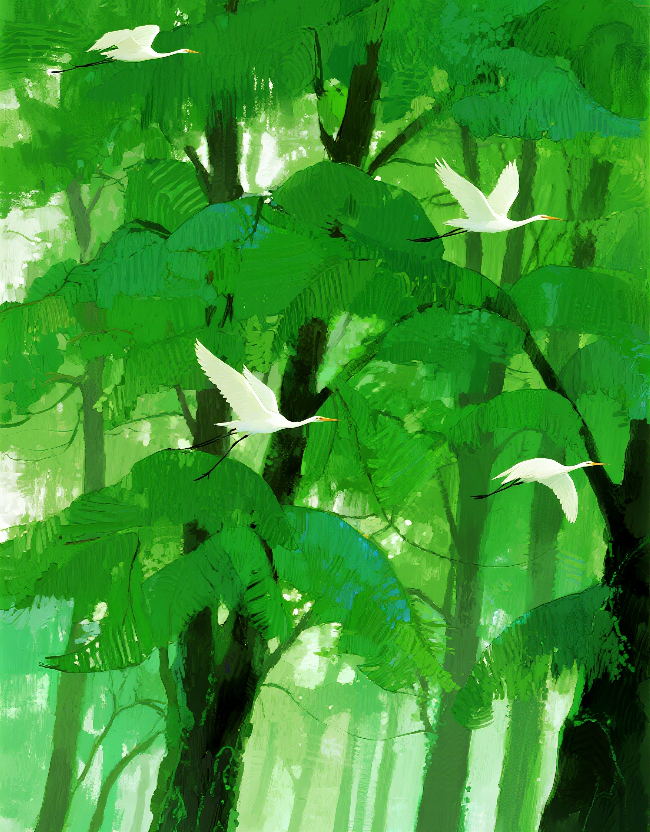 高清绿色树林插画图片素材素材