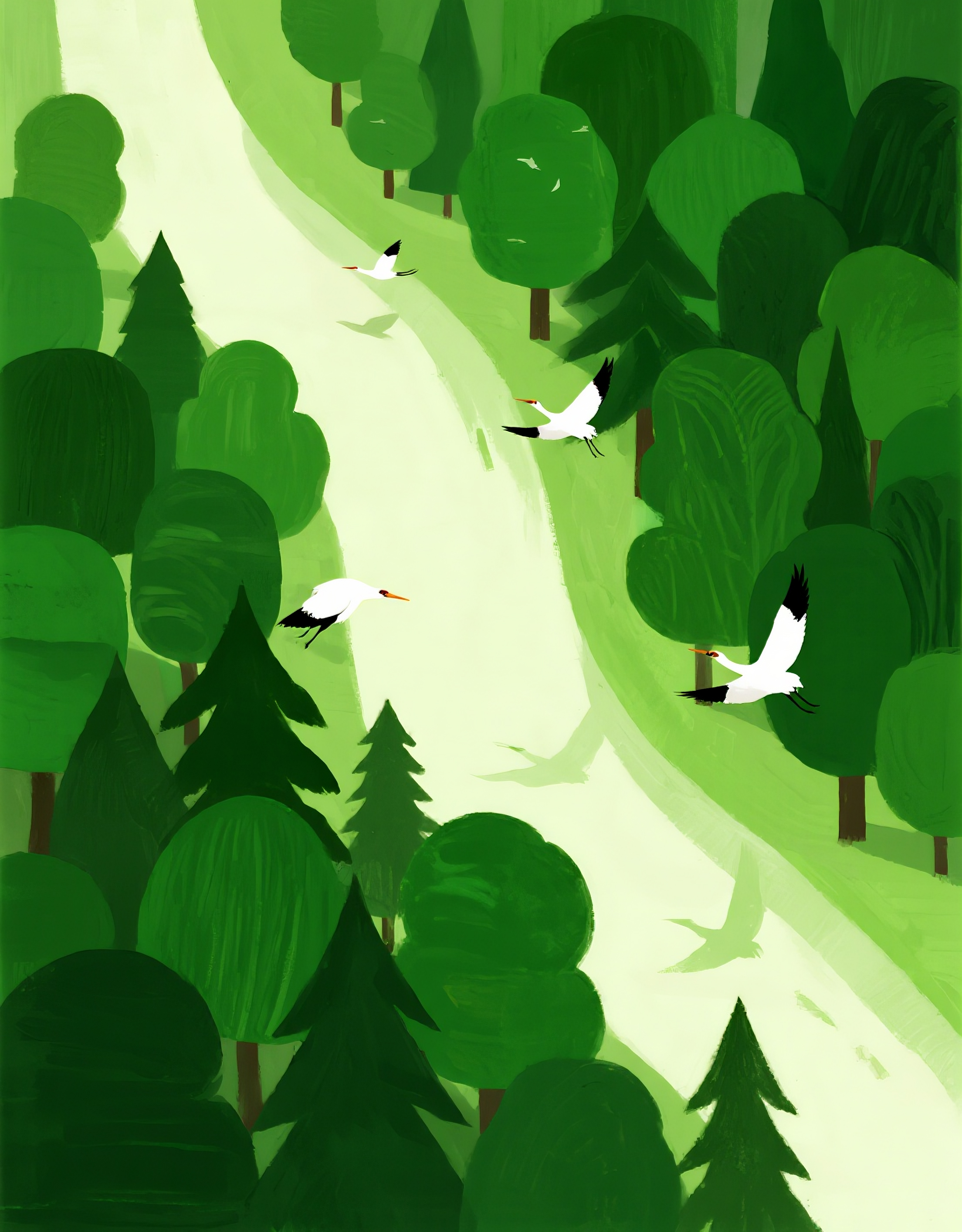 绿色树林插画图片素材
