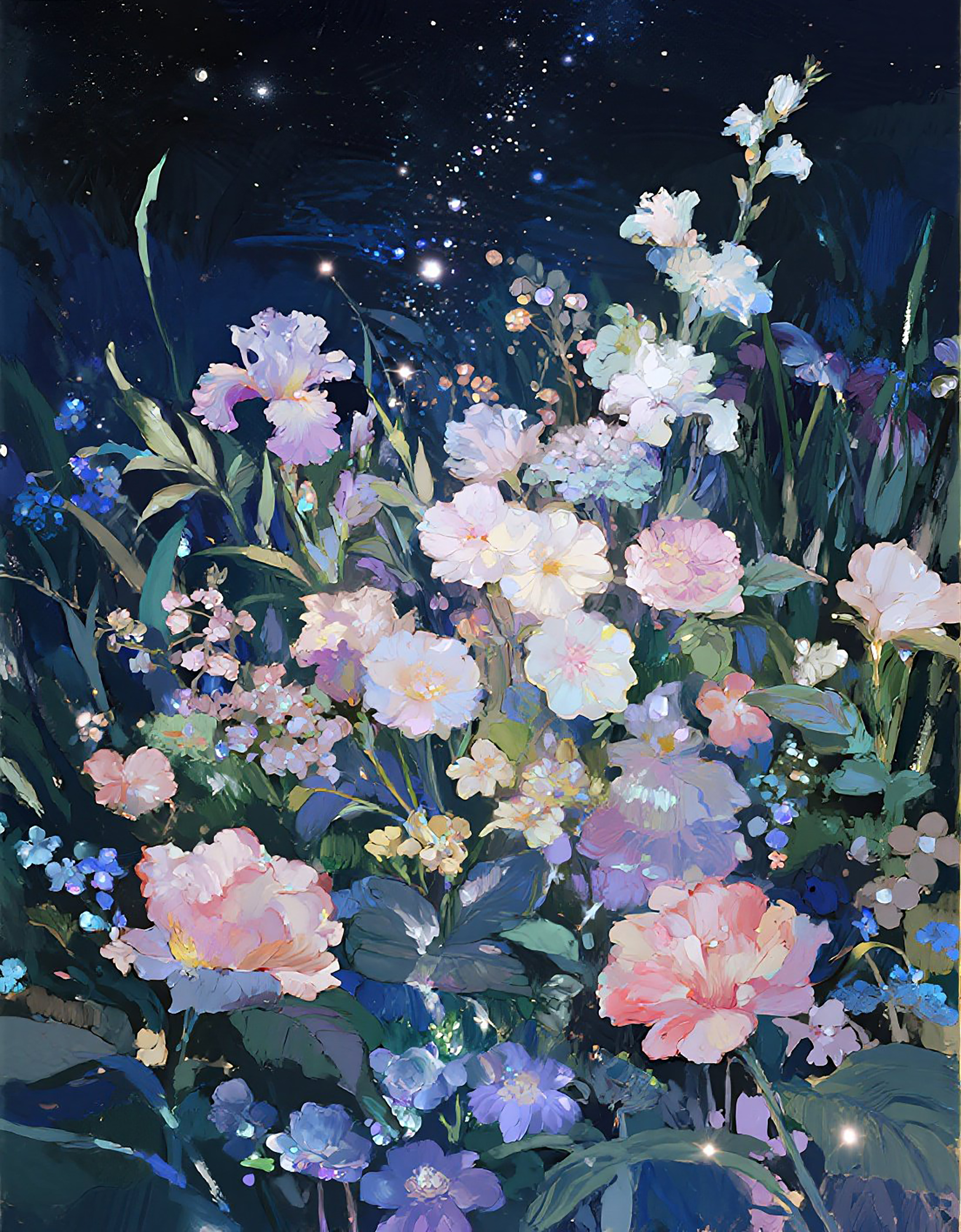 高清各种颜色花卉花丛插画图片素材
