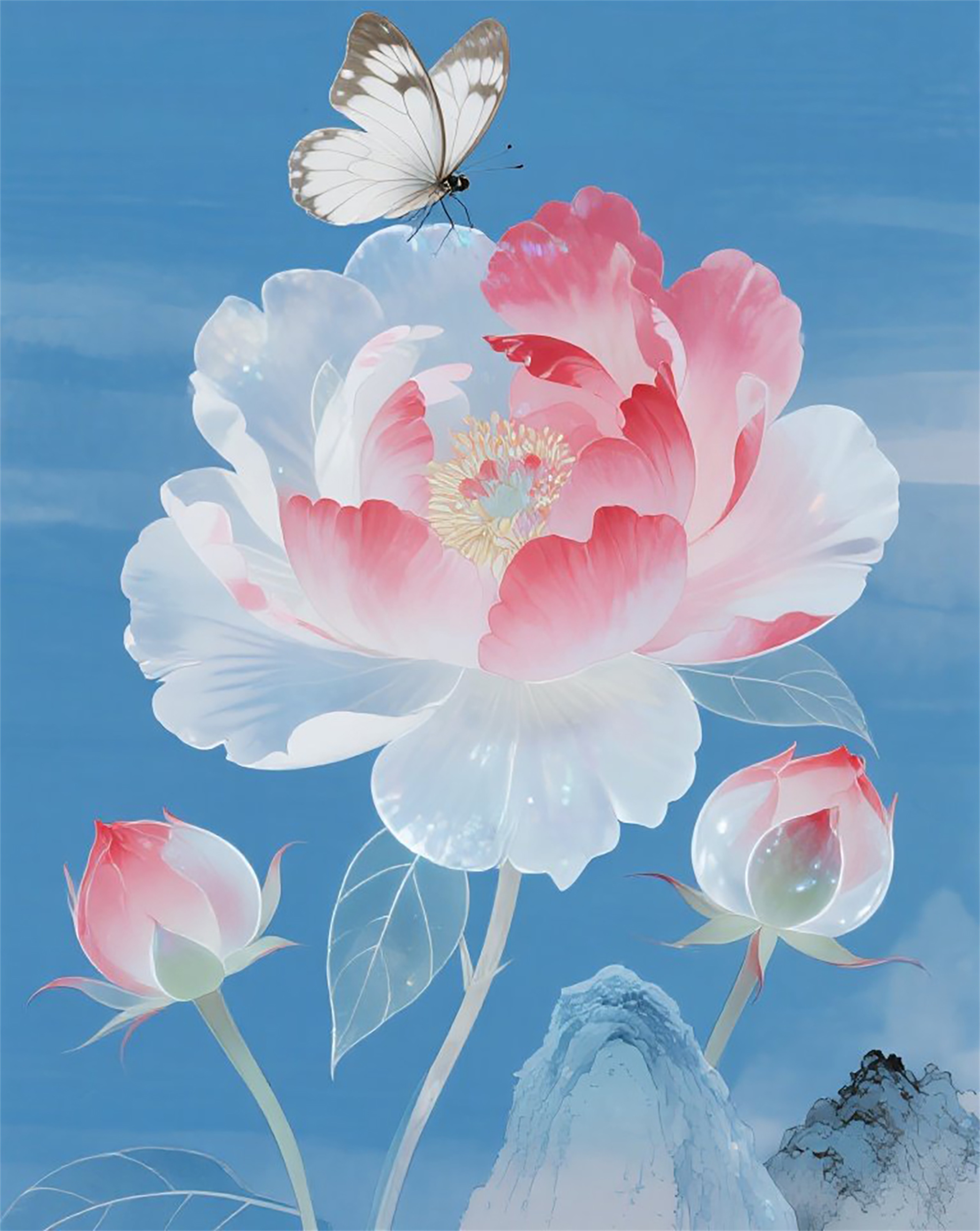 蝶恋花牡丹花玫瑰花图片素材