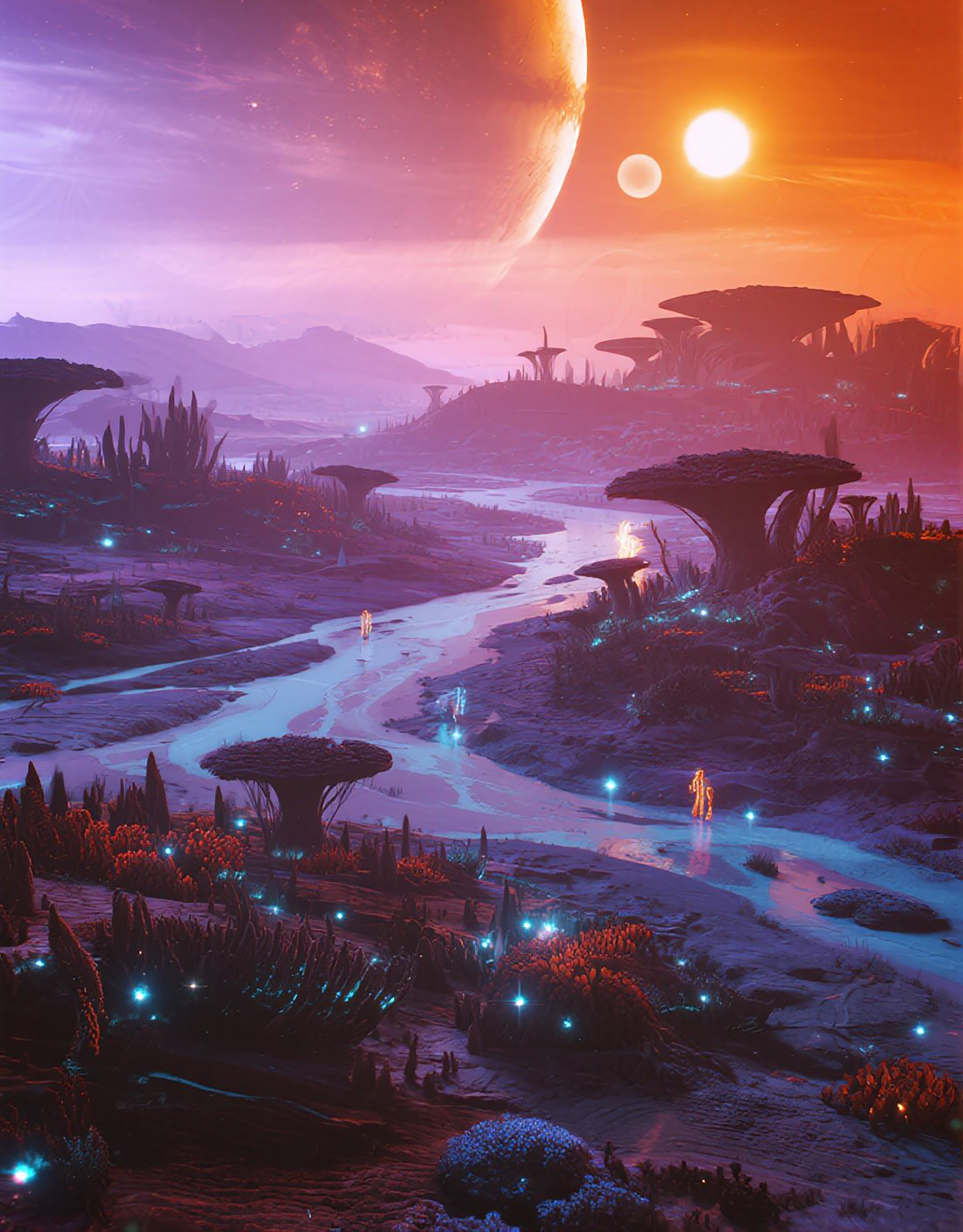史诗级外星生态风景画图片素材