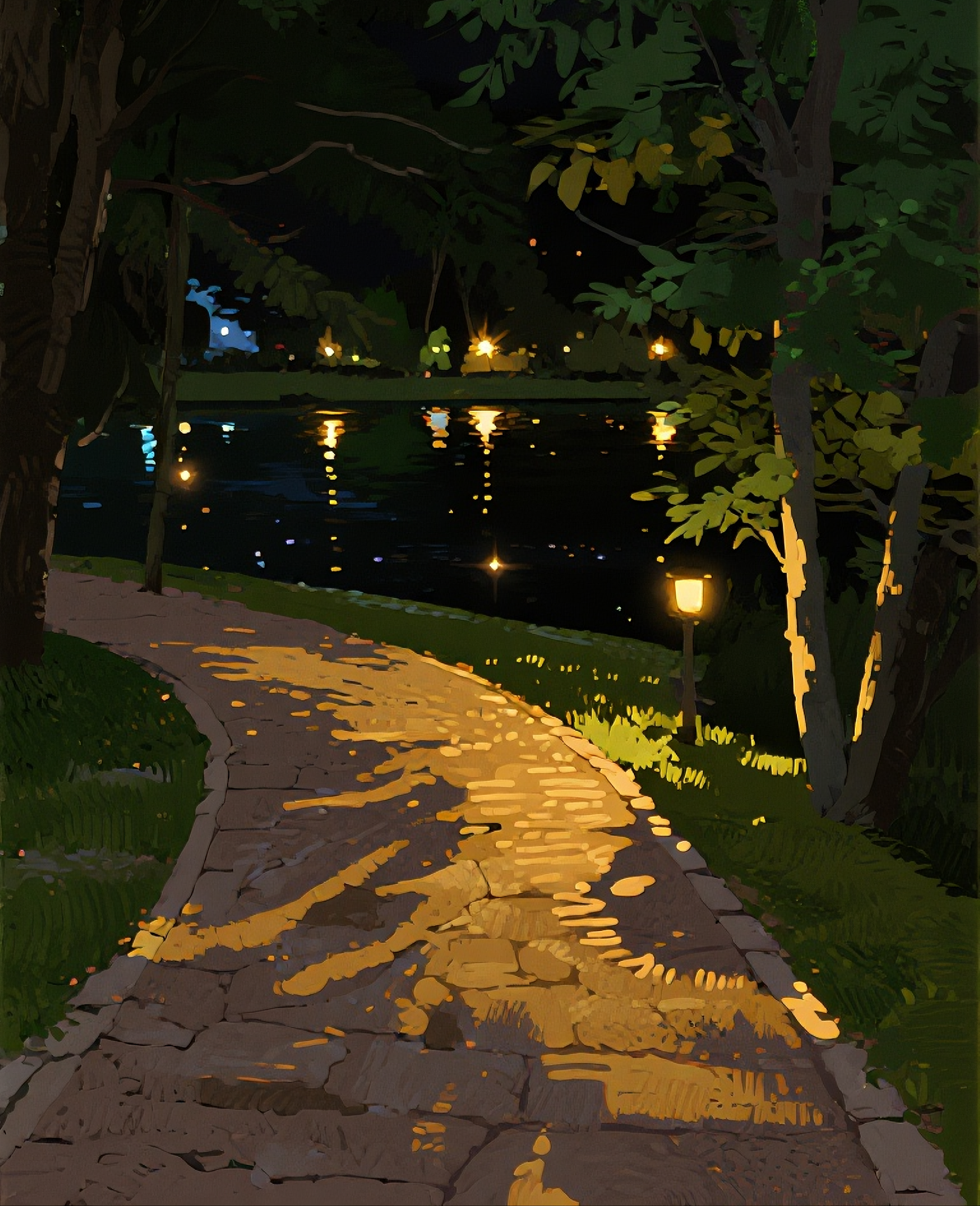 索罗公园油画风景画素材