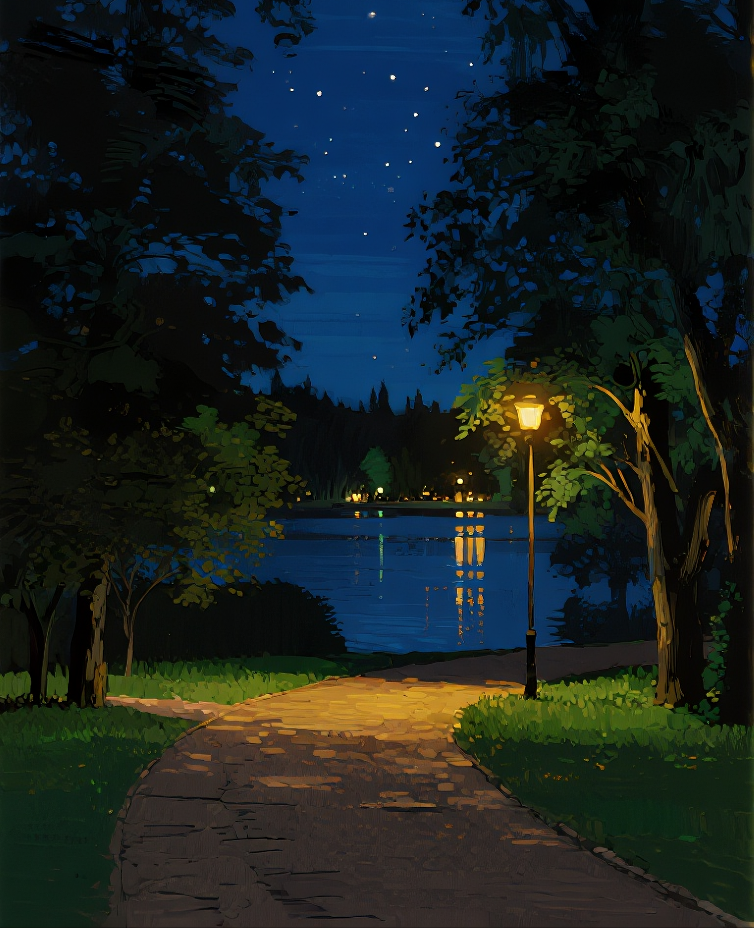 索罗公园风景画油画图片素材素材