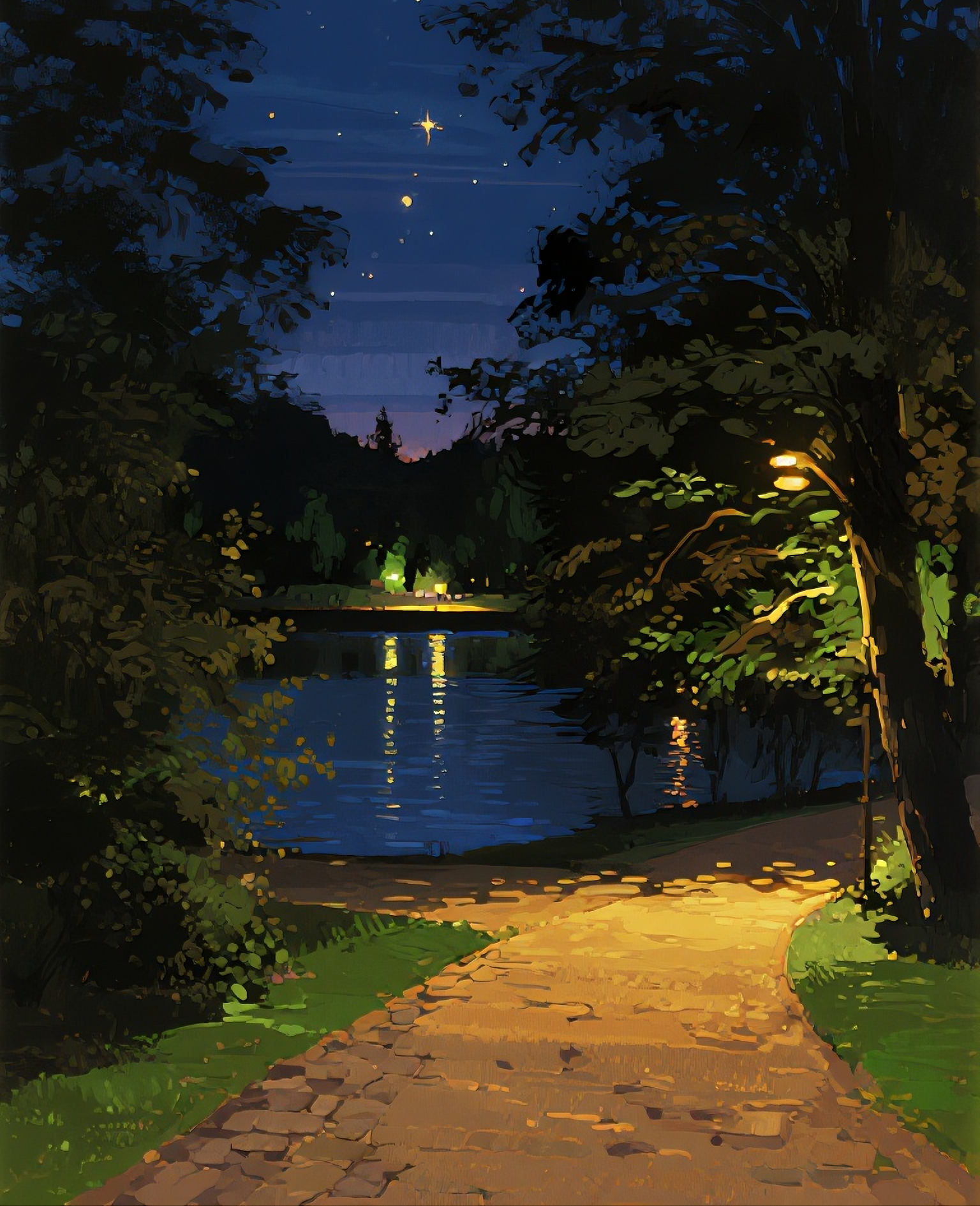 索罗公园风景画插画图片素材