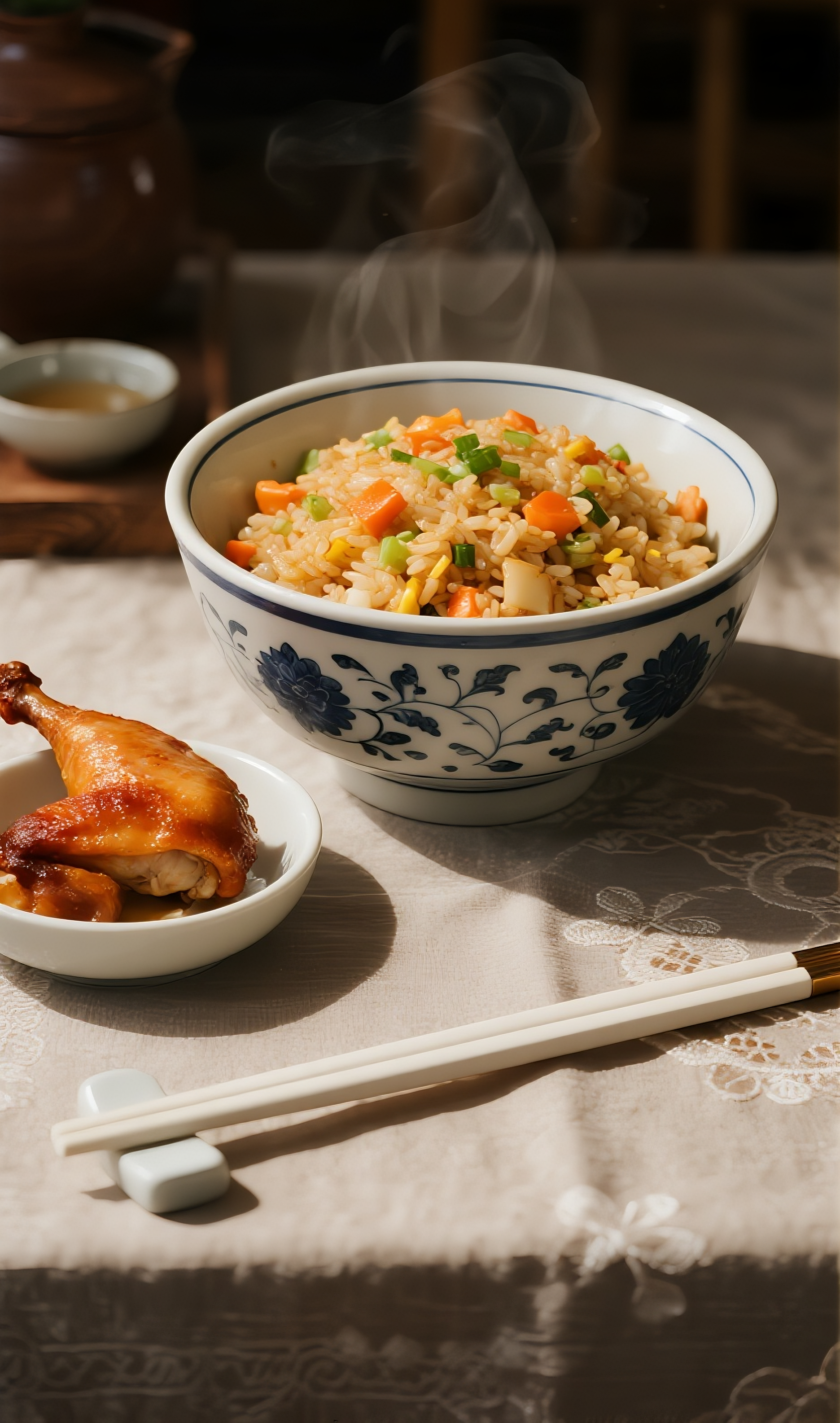 扬州炒饭鸡腿可乐美食图片素材素材