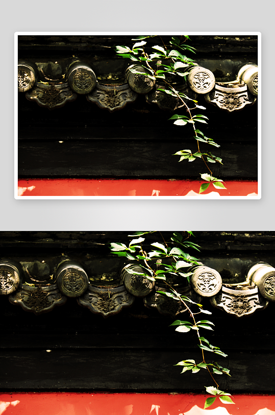 中国古建筑屋檐风景画摄影图