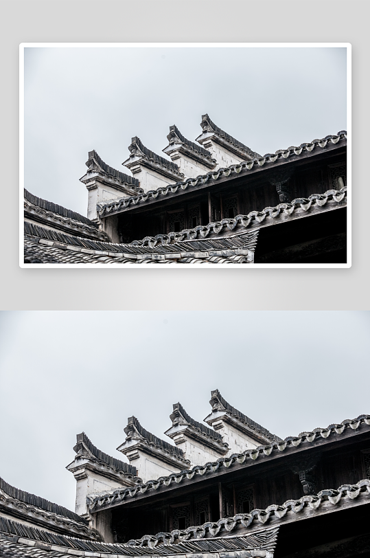 中国古建筑屋檐风景画摄影图