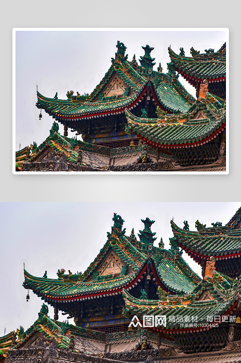 中国古建筑屋檐风景画图片素材