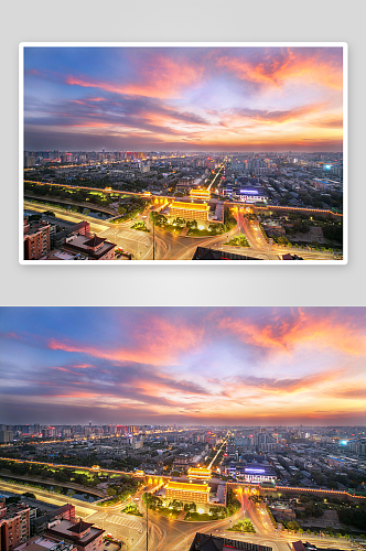 西安城市景点风景画图片