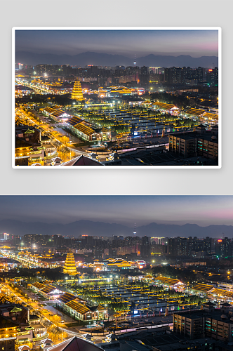 西安城市旅游风景画摄影图