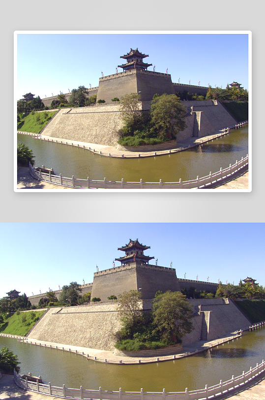西安城墙风景画摄影图