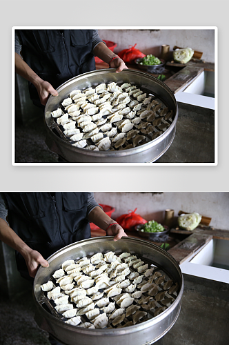 水饺蒸饺煎饺美食图片
