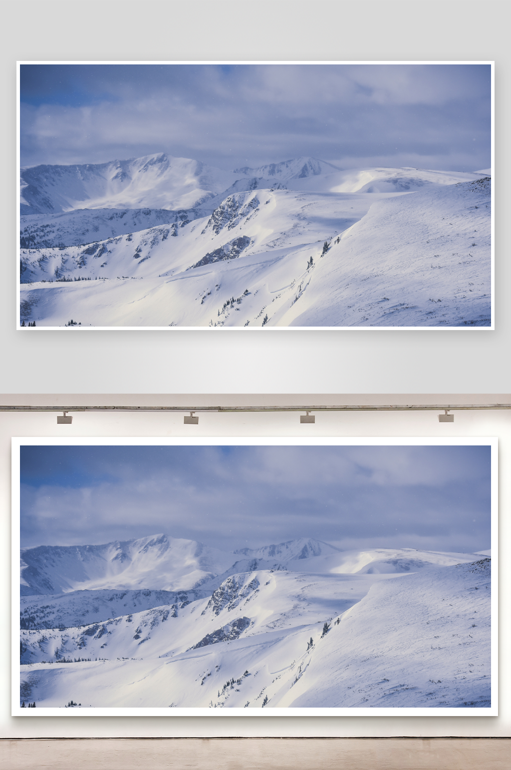 大气雪山山脉风景画素材