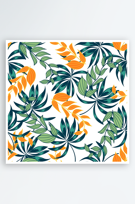 热带植物无缝矢量图案背景