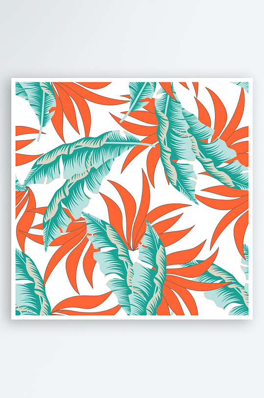 热带植物无缝矢量图案背景