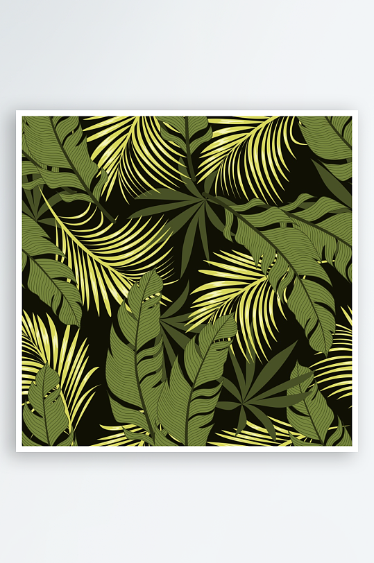 矢量热带植物树叶无缝背景素材