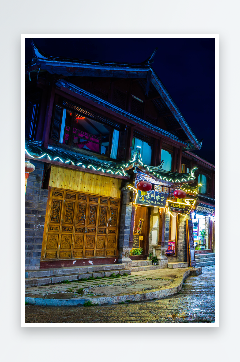 云南丽江古镇夜景素材