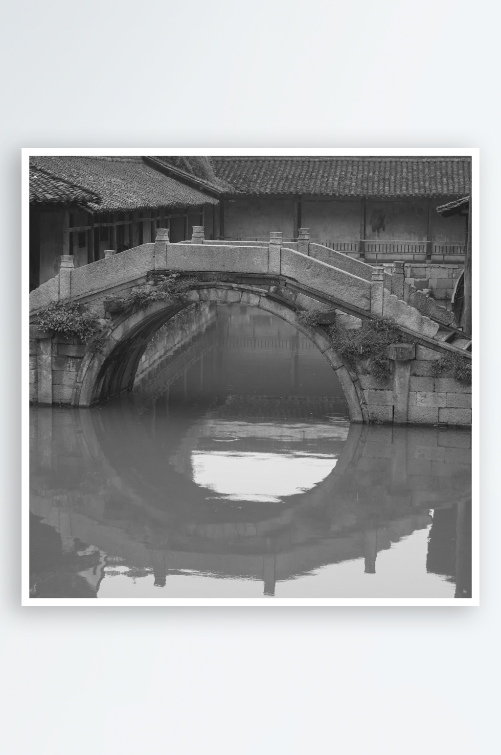 浙江乌镇黑白风景画图片素材素材