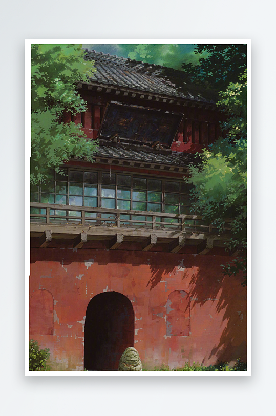 小清新日式动漫游戏水彩场景背景