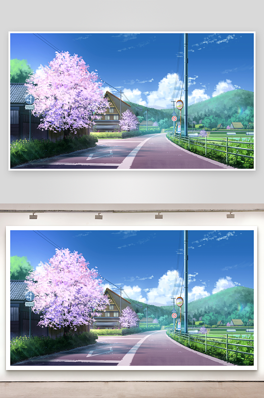 水彩日式动漫场景插画图片