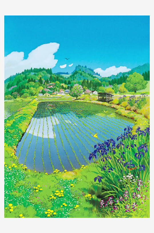 日式动漫场景插画背景图片