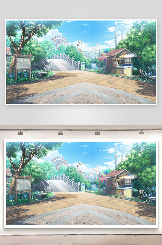 小清新日式动漫场景插画背景图片