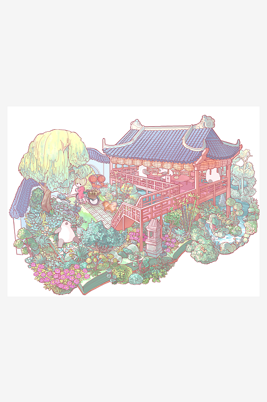 小清新日式动漫场景插画背景图片