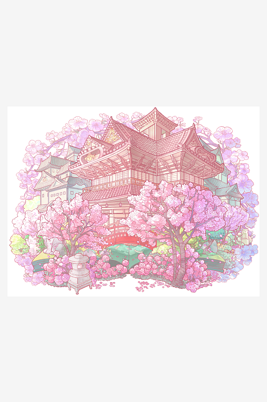 小清新日式动漫场景插画背景图片