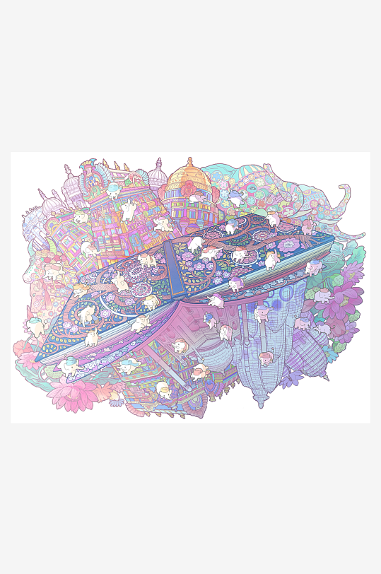 小清新日式动漫场景插画背景图片