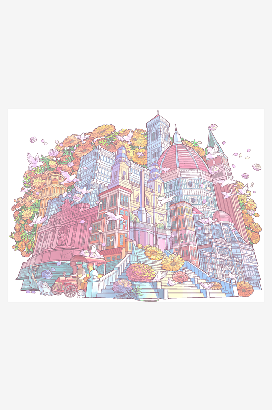 小清新日式动漫场景插画背景图片