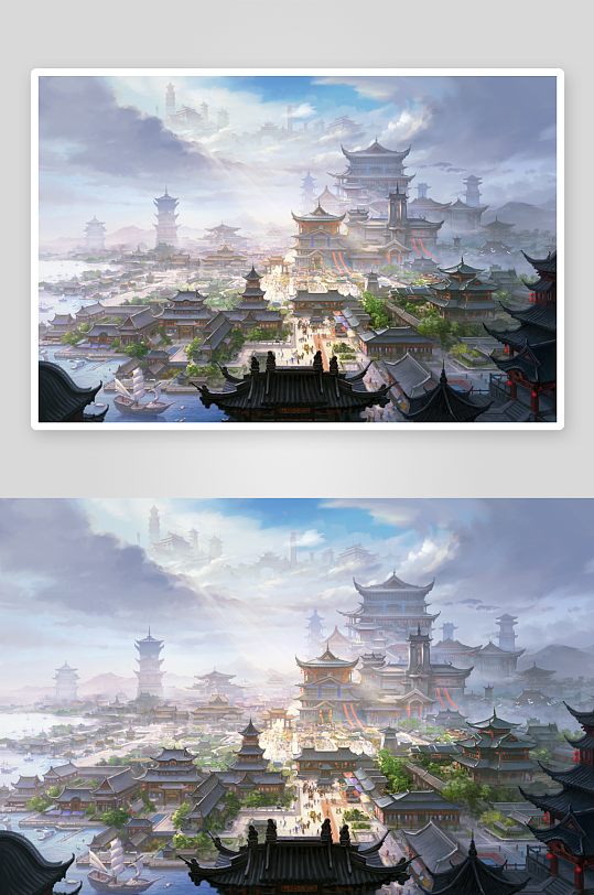 唯美古風(fēng)中國風(fēng)場景插畫背景