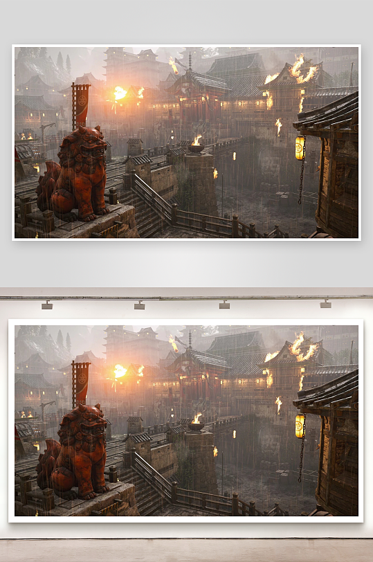 高清中國風(fēng)場(chǎng)景插畫背景圖片