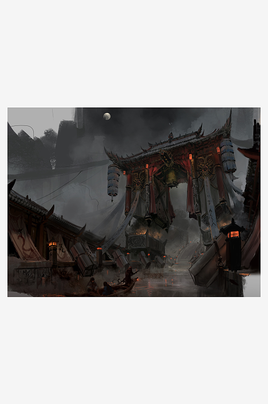 唯美古風中國風場景插畫圖片