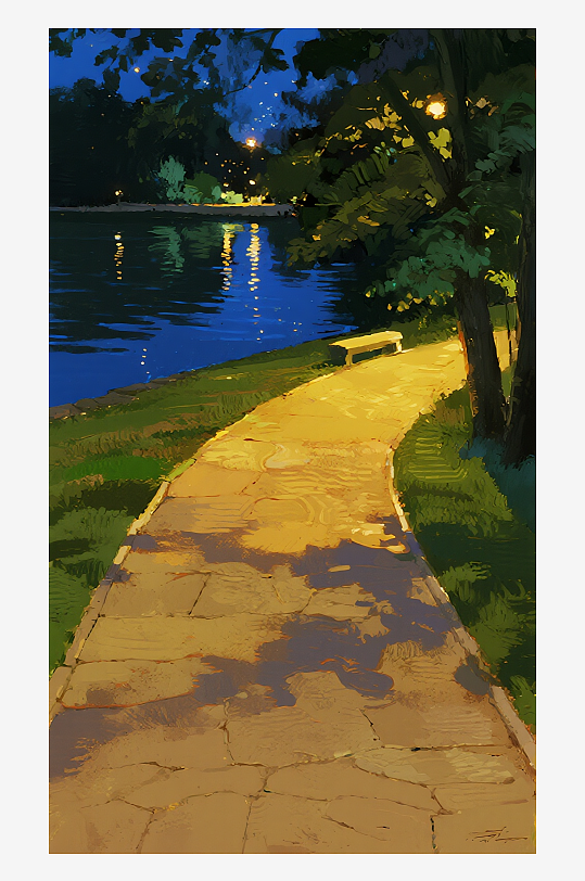 索罗公园风景画油画-众图网