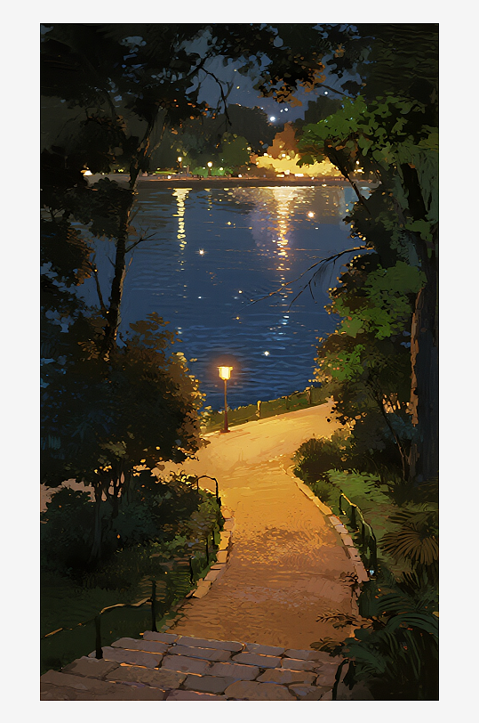 索罗公园风景画油画-众图网