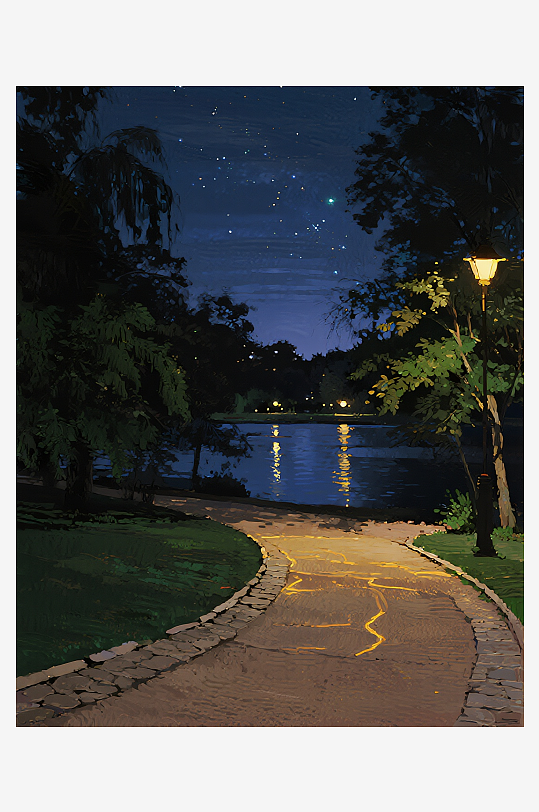 索罗公园风景画油画-众图网