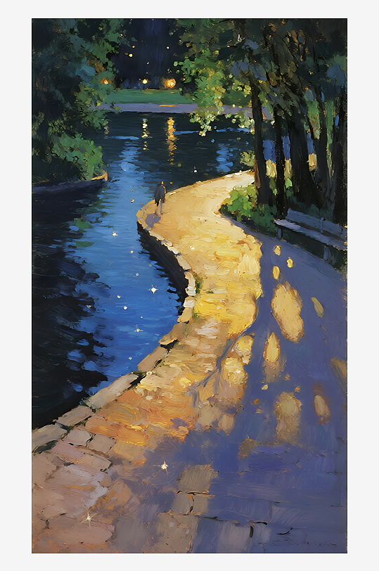 索罗公园风景画油画-众图网