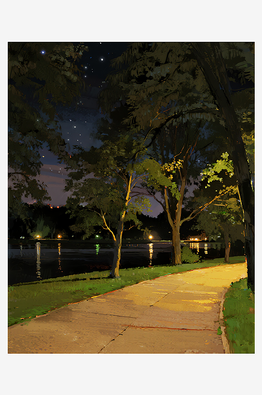 索罗公园风景画油画-众图网