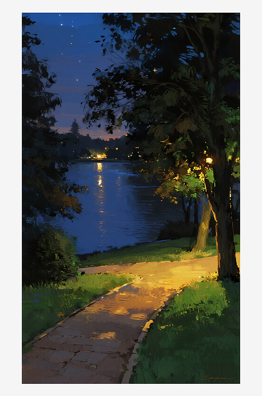 索罗公园风景画油画-众图网