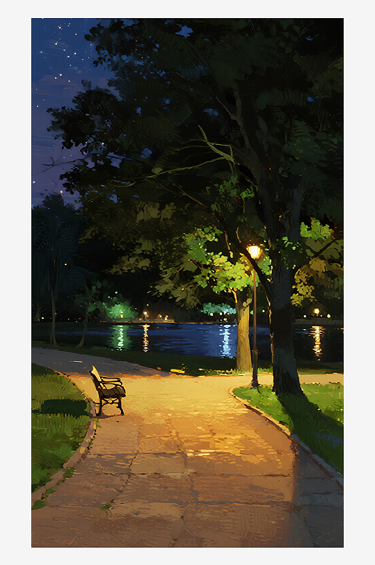 索罗公园风景画油画-众图网