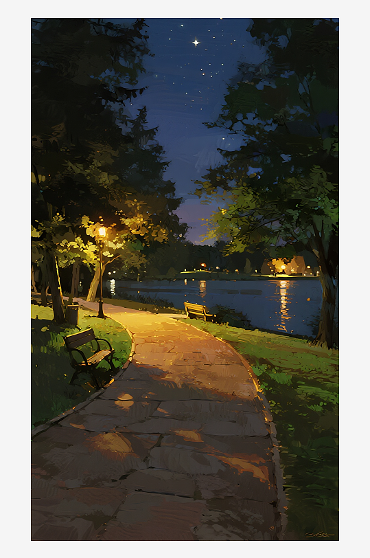 索罗公园风景画油画-众图网