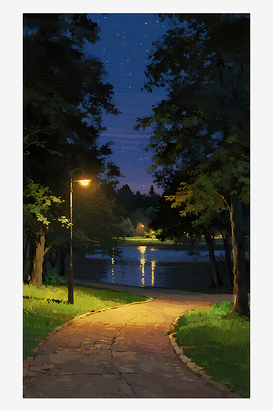 索罗公园风景画油画图片-众图网